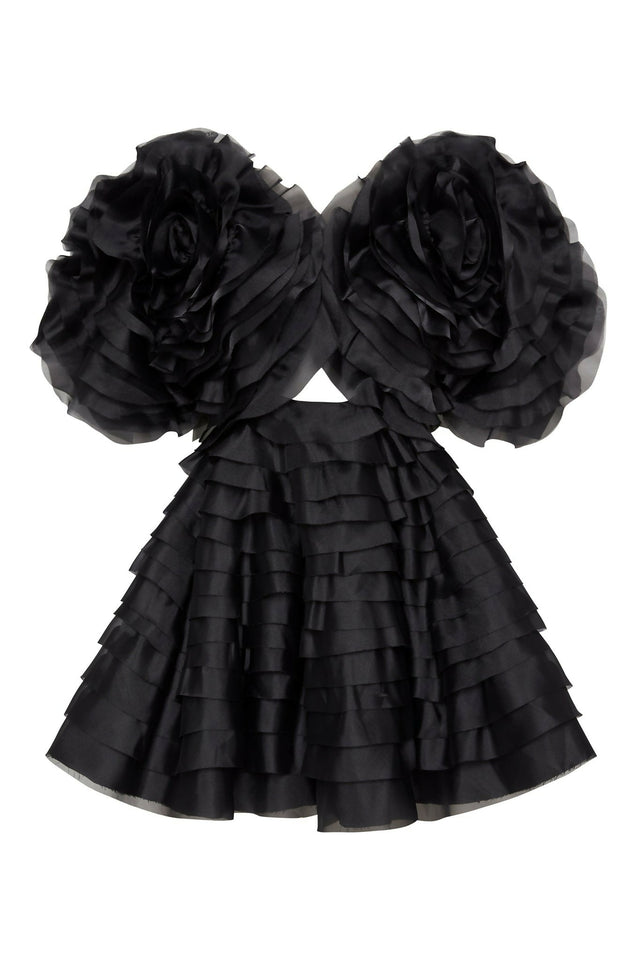 Aje Amour Ruffle Mini Dress | Black