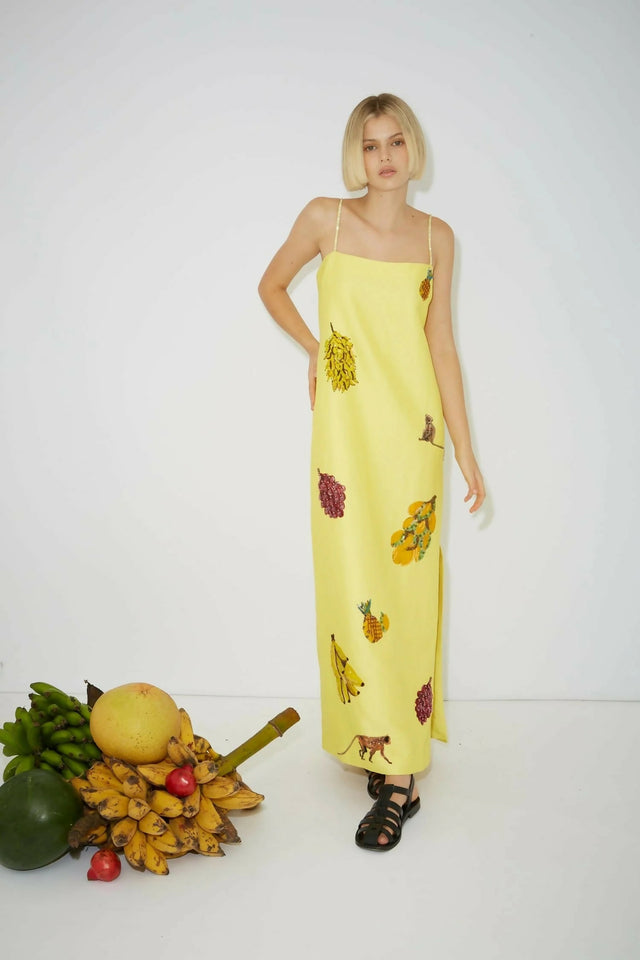Alemais Diamond Dancer Midi Dress Yellow