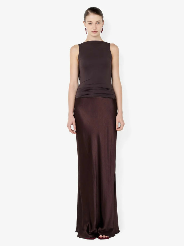 Bec & Bridge Mirabelle Cowl Neck Maxi Dress in Dark Chocolate