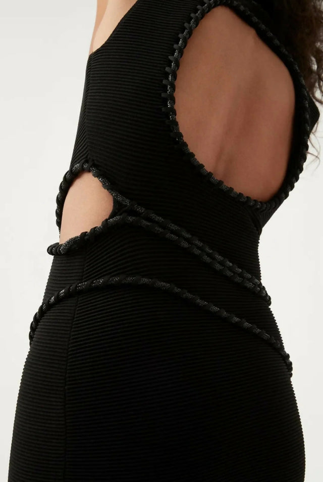 Aje Undulating Cut out Mini Dress Black Size M/AU 10