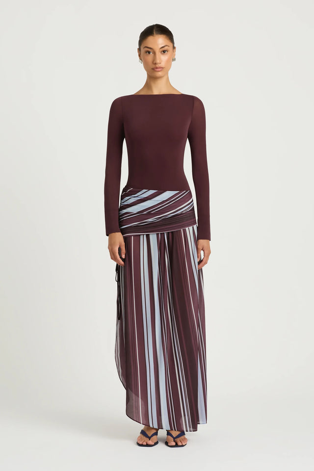 Benni Jana Long Sleeve Maxi Dress Midnight Stripe