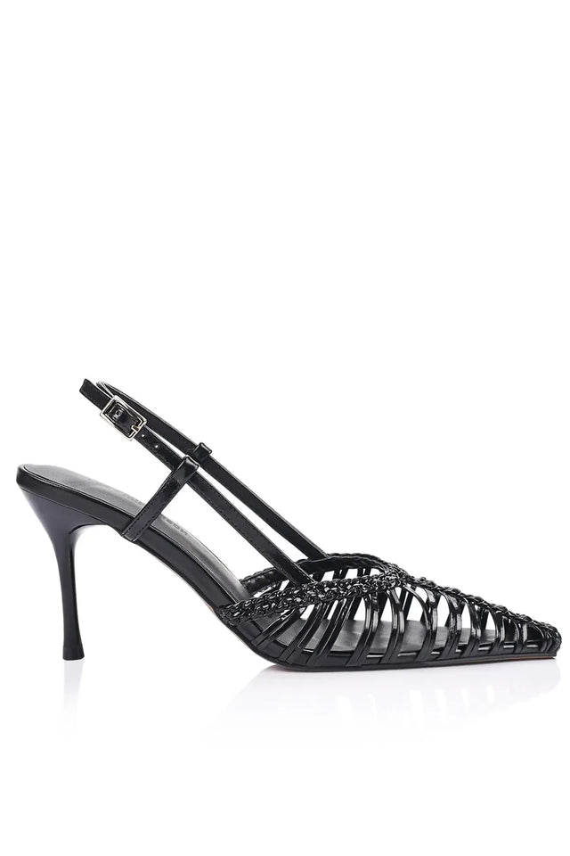 Lana Wilkinson Myrtle Pump Black Braided Leather