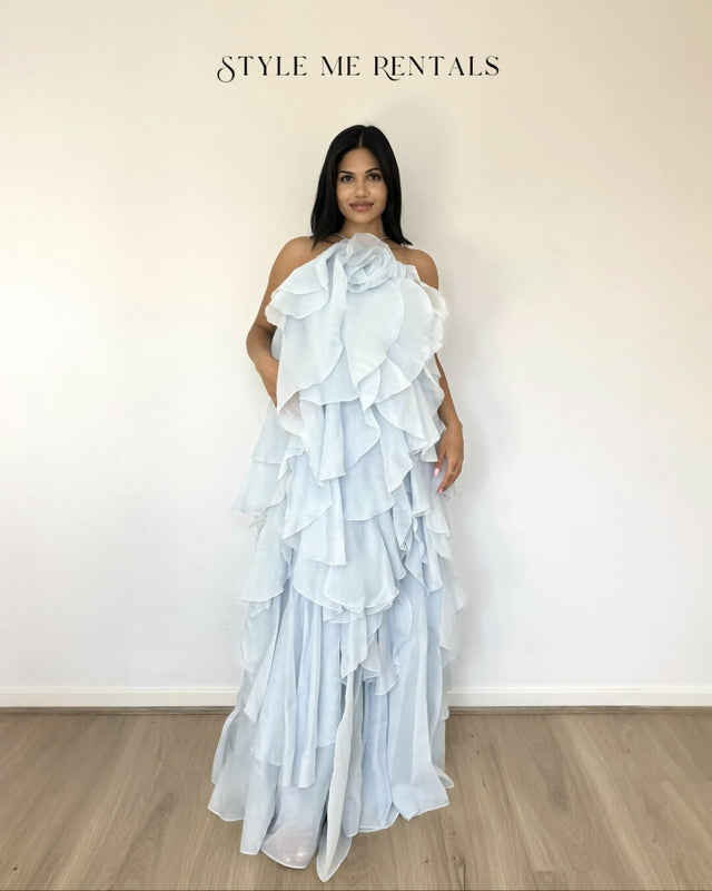 Aje Pandorea Layered Maxi Dress Silver Blue