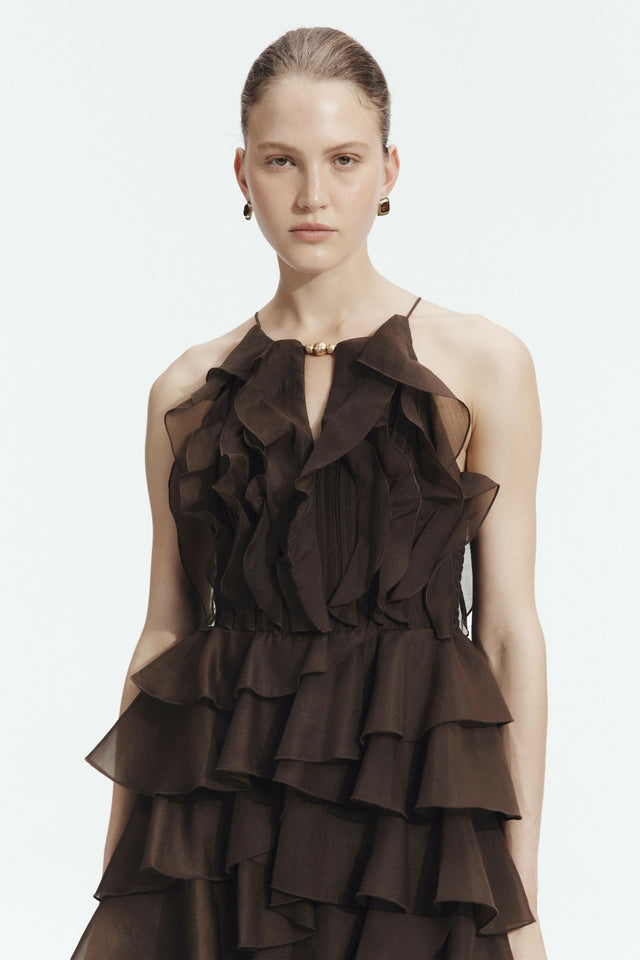 Aje Cleo Gown in Carob