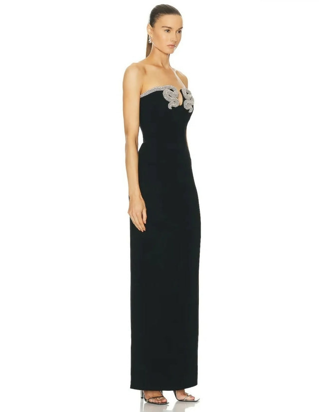 Rachel Gilbert Lukas Gown Black Silver Size 2/AU10