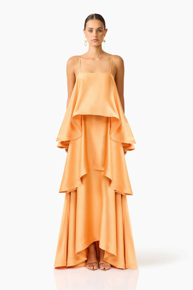 Elliatt Tilly Tiered Maxi Dress in Orange