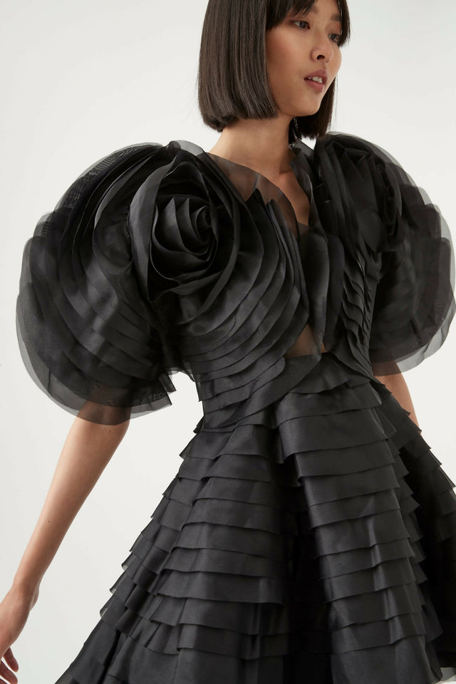 Aje Amour Ruffle Mini Dress | Black