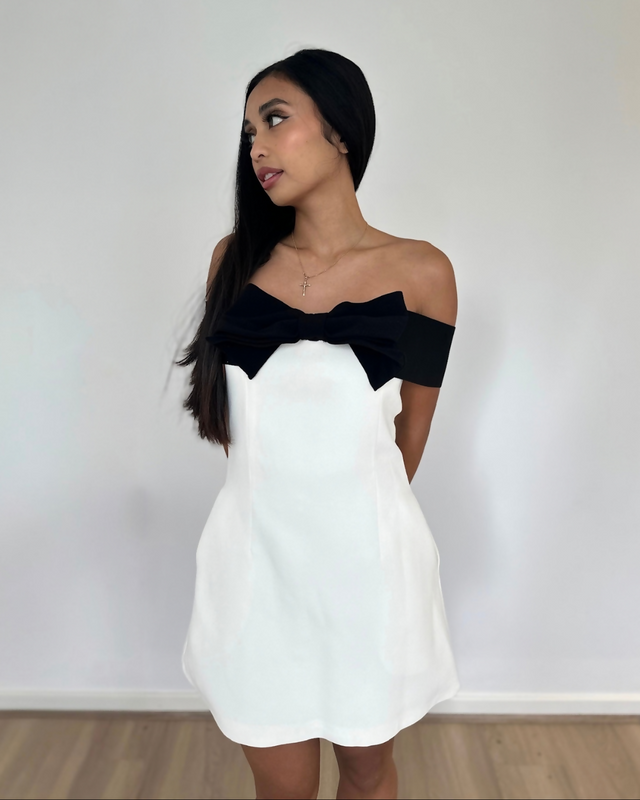 Yojani Boutique Margot Mini Dress Black and White