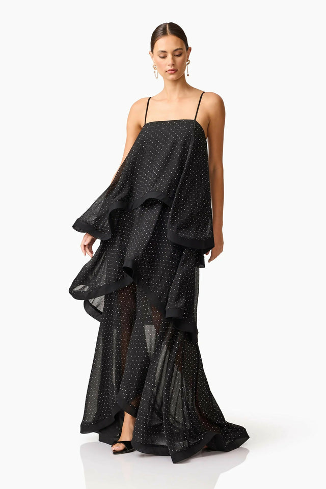 Elliatt Moss Tiered Embellished Gown Black Size 10