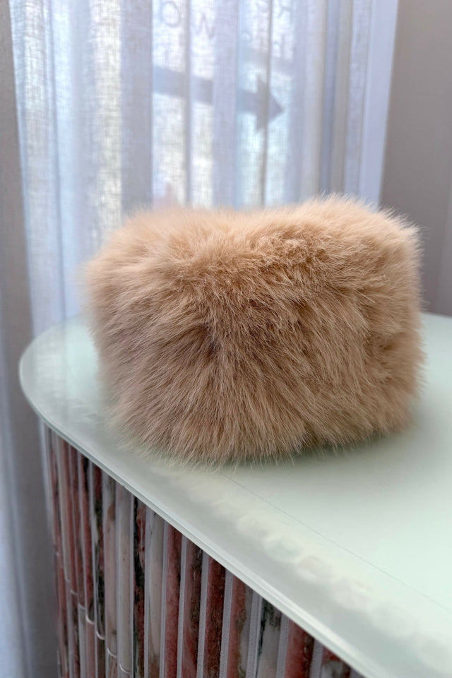 The Luxe Closet Australia Faux Fur Pillbox Hat - Beige