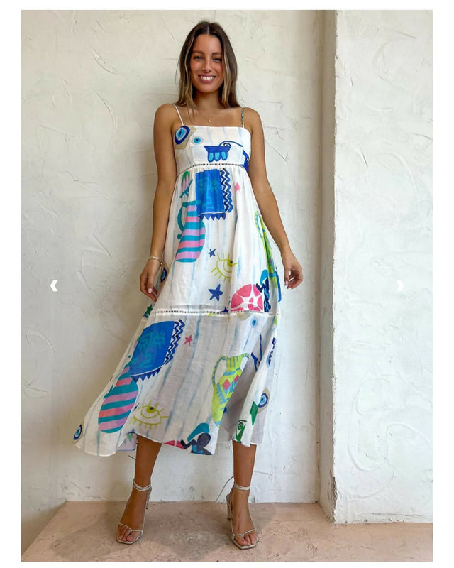 Kate Ford Pella Ladder Bustier Dress Print Size 4 / 14 AU