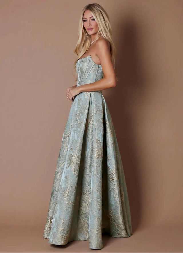 Azazie Lesley Gilded Steel Gown