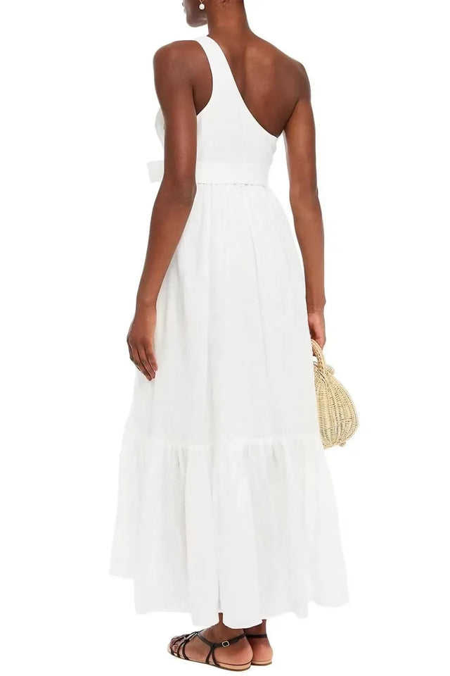 Zimmermann Juliette One Shoulder White Maxi Dress White