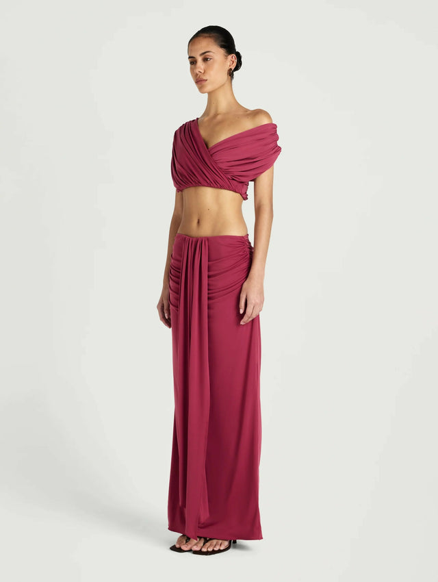 BENNI Celia Top and Maxi Skirt Rose Wine