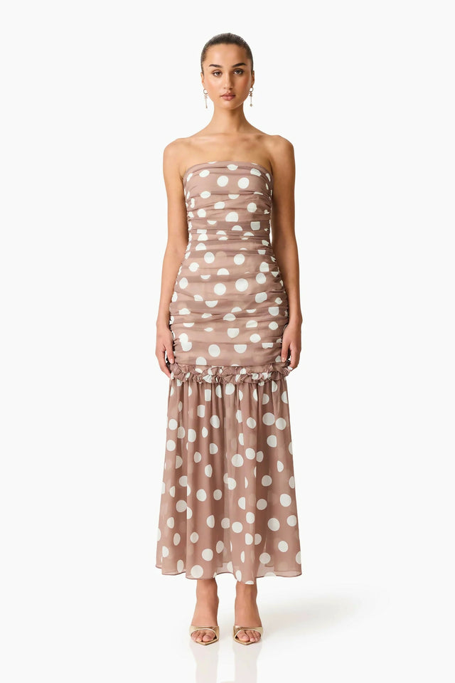 Elliatt Sola Polka Dot Strapless Gown