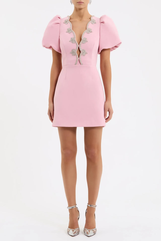 Rebecca Vallance Harlynn Puff Sleeve Mini Dress - Light Pink