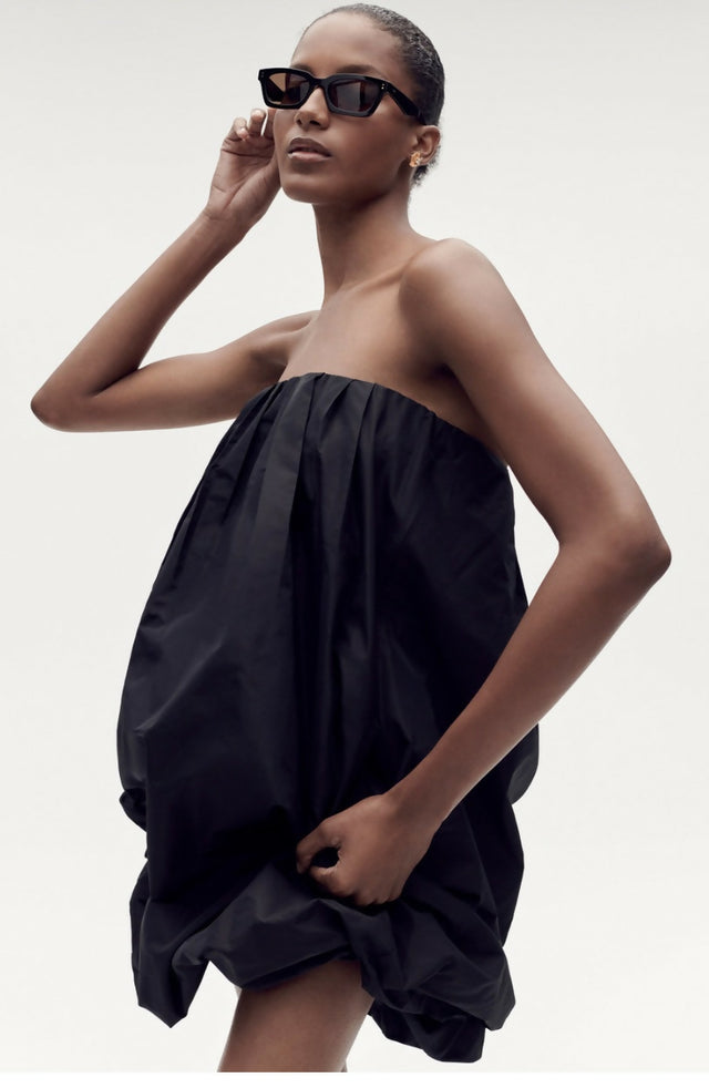 OROTON Taffeta Bubble Mini Dress Black