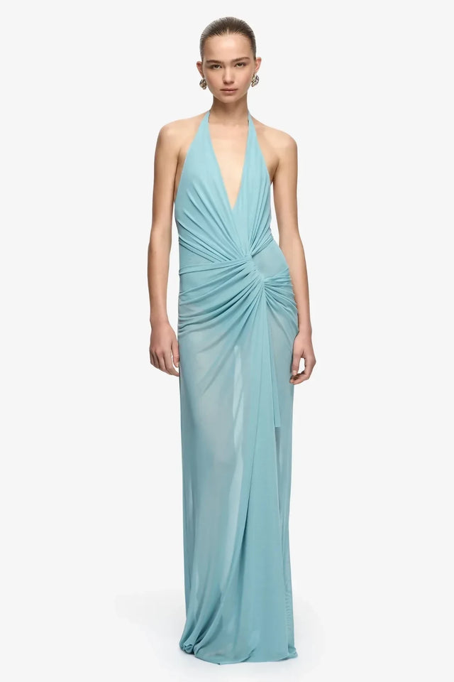 Bec & Bridge Xanthi V Neck Maxi Dress in Bermuda Blue