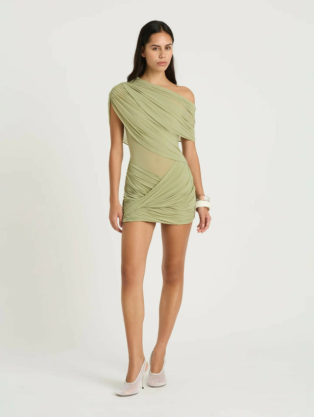 Benni Otto Mini Dress In Pistachio