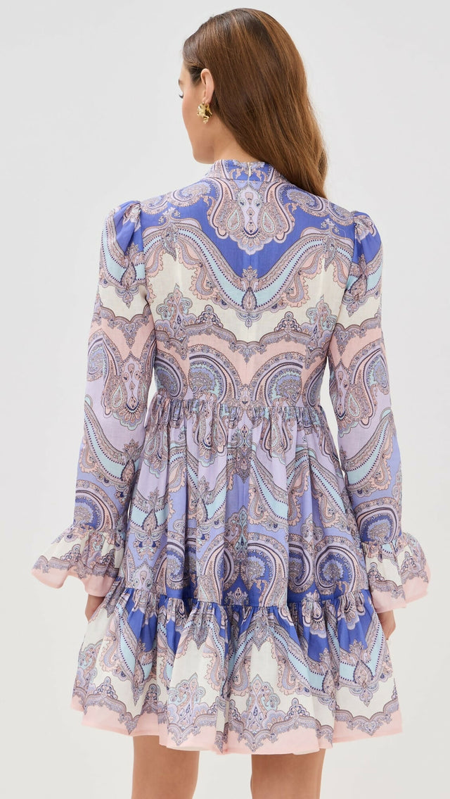 Zimmermann Maxine Purple Paisley Mini Dress