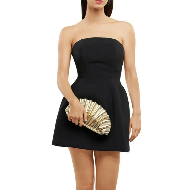 Olga Berg Hollie Pleated Clutch Gold