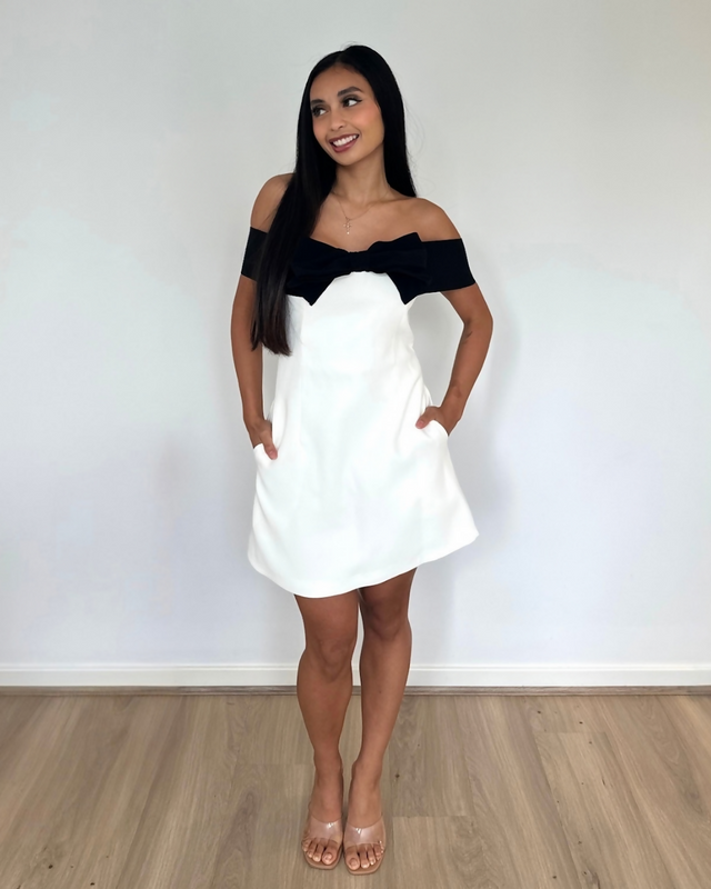 Yojani Boutique Margot Mini Dress Black and White