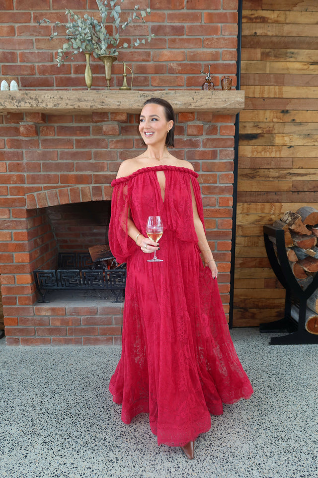 ZIMMERMANN Luna Lace Billow Gown in Fuchsia