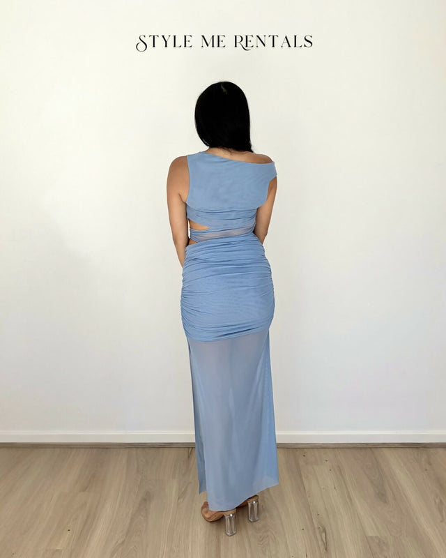 Bec and Bridge Whorl Asym Maxi Dress Meridian Blue