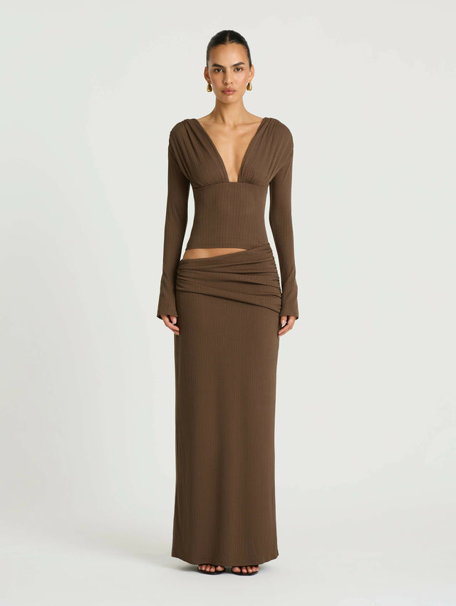 Benni Agnes Maxi Dress in Chocolate