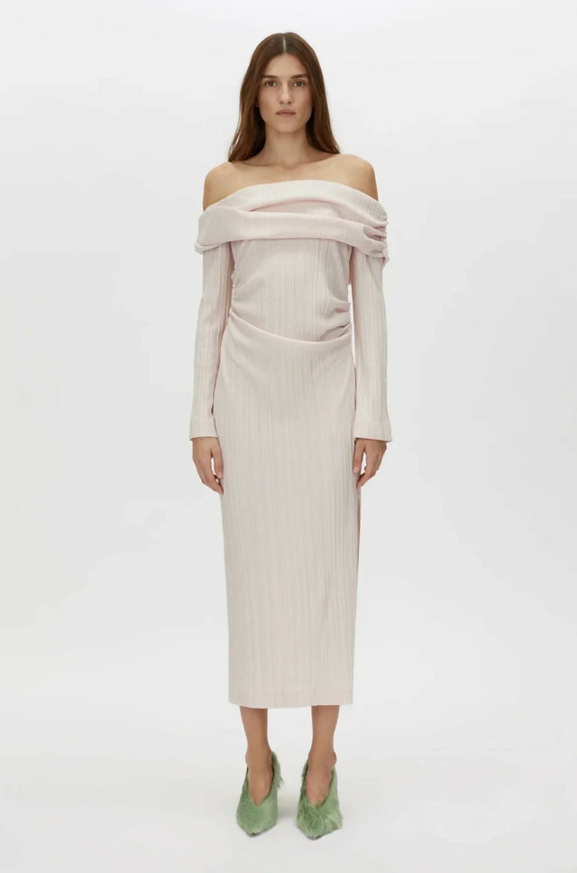 Camilla And Marc Shaw Off Shoulder Dress in Ice Pink