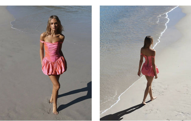 Natalie Rolt Monroe mini dress colour watermelon