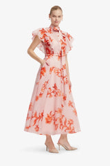 Leo Lin Elsie Flutter Sleeve Midi Dress - Magnolia Print view 1