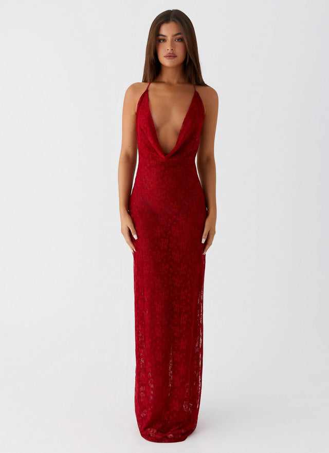 Peppermayo Champagne Coastline Dark Red Maxi Dress