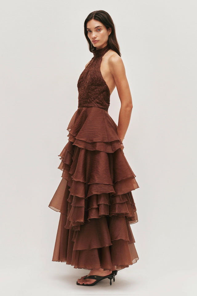 Aje Fayette Gown Chocolate Brown Size 8