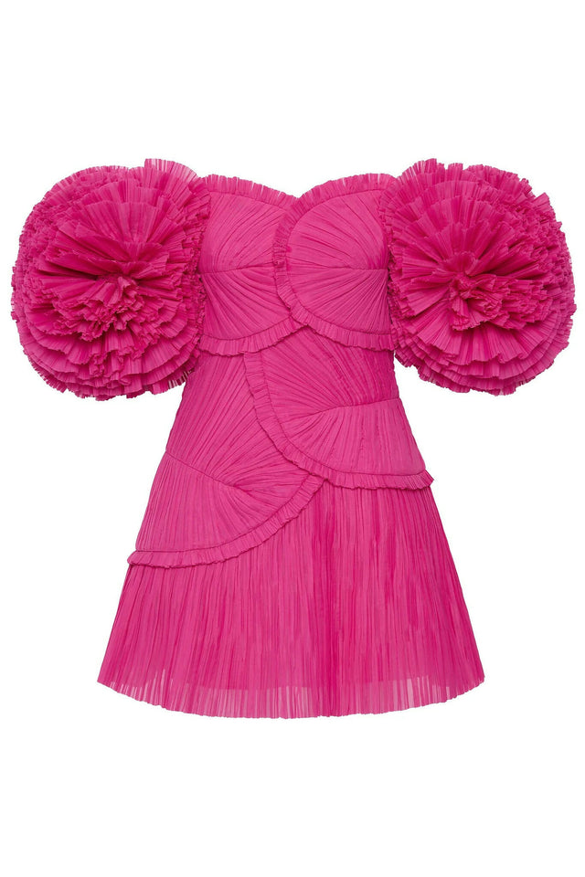 AJE Crystallise Pleated Mini Dress In Fuchsia