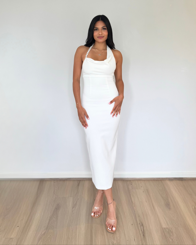Bianca and Bridgett Mia Pearl Midi Dress White