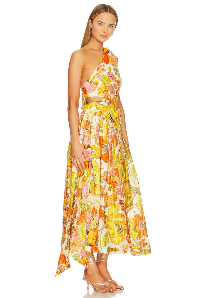 Alemais Silas One Shoulder Maxi Gown Multi