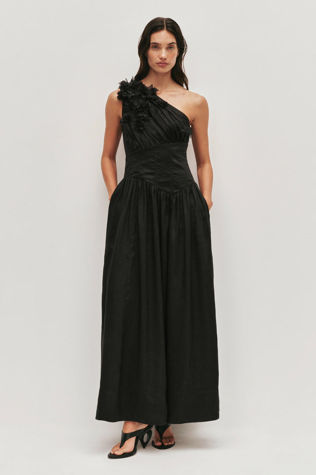 Aje Demi Midi Dress in Black