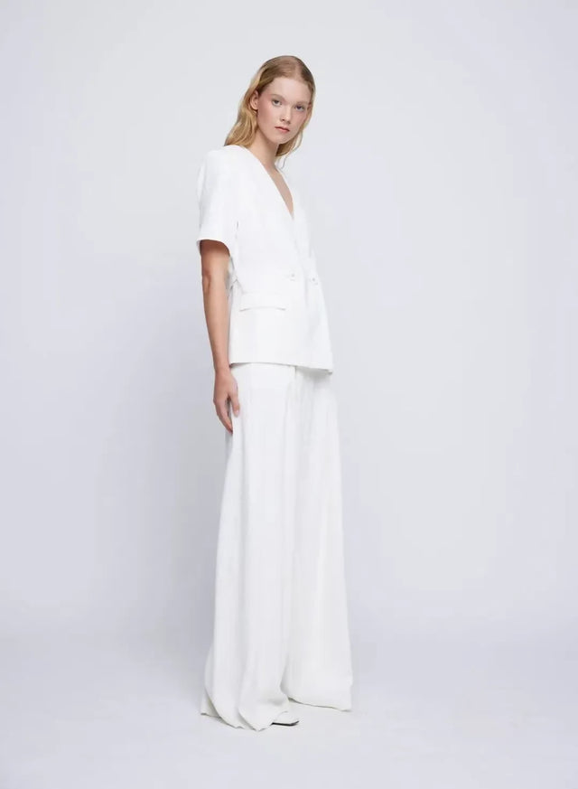 Anna Quan Kathleen Jacket And Matteo Pants Set In Carta