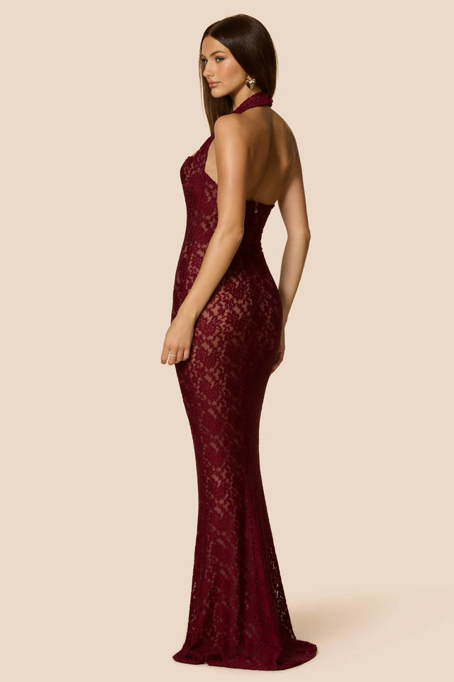 NOOKIE Mystique Halter Gown (Wine)