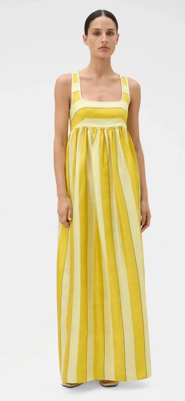 Oroton Slub Silk Stripe Sundress Size 10