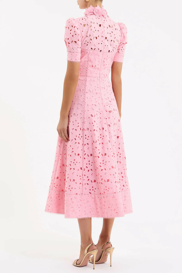 Rebecca Vallance Kitsu Short Sleeve Midi Dress in Pink