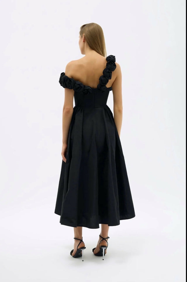 Rachel Gilbert Henley Strap Black Midi Dress