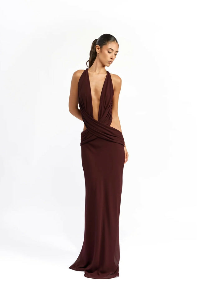 Mim And Bell Yvette Maxi Dress Chocolate Brown Size XXS / AU 4 & S / AU 8