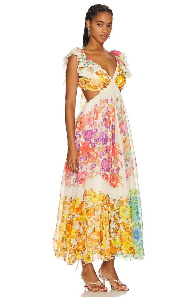 Zimmermann Raie Frill Shoulder Dress