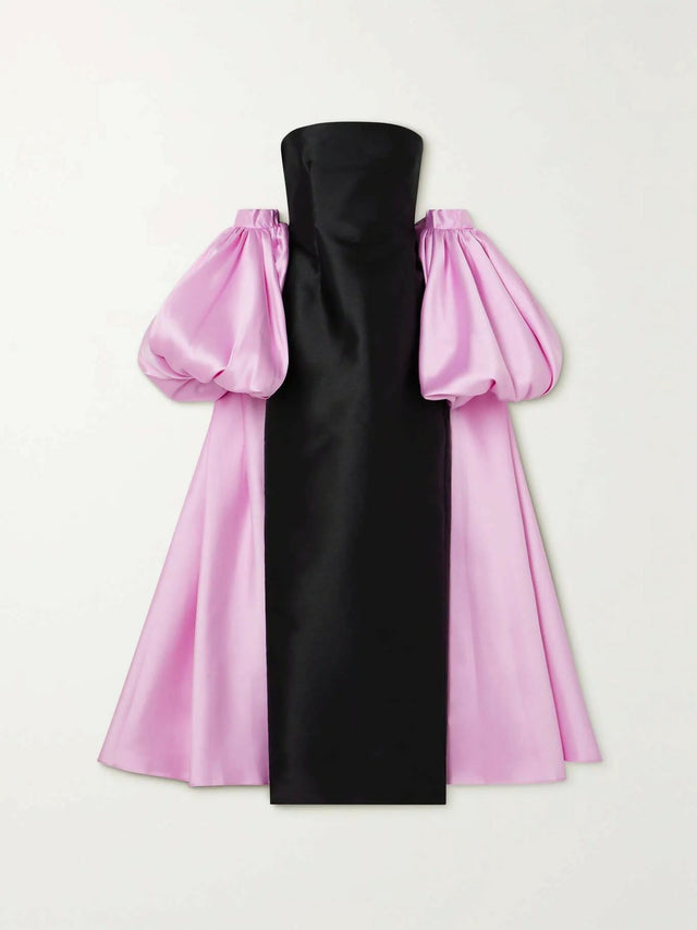 Solace London Lea Strapless Two-Tone Satin-Twill Gown Black/Pink Size AU 4
