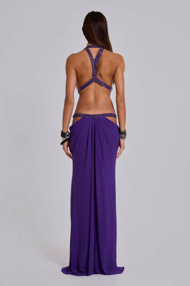 Jaded London Cut Out Maxi Dress Purple