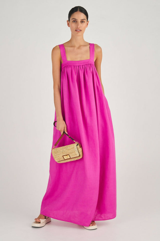 Oroton Bow Detail Sundress Fuchsia Pink