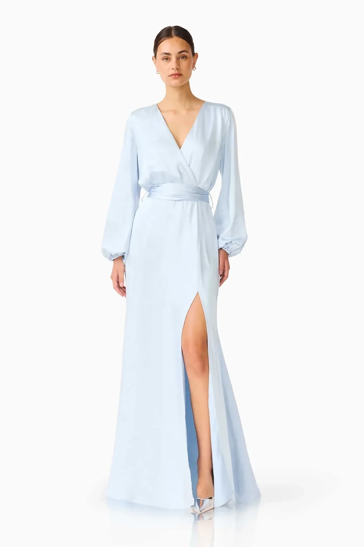 Elliatt Kai Long Sleeve Maxi Dress - Pale Blue – designer dress hire