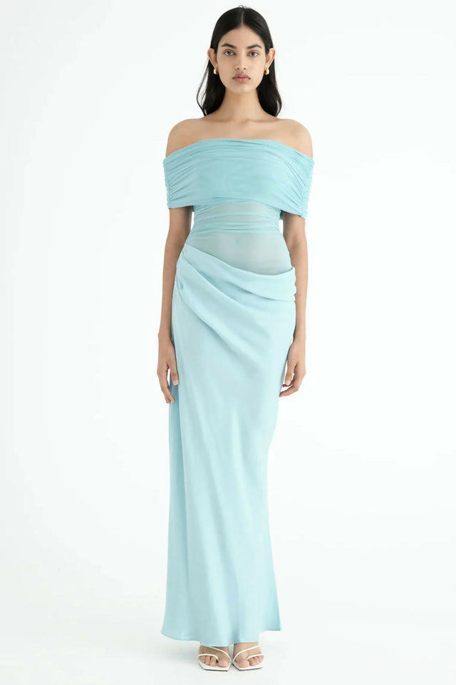 Benni Nico Off Shoulder Maxi Dress Aquamarine